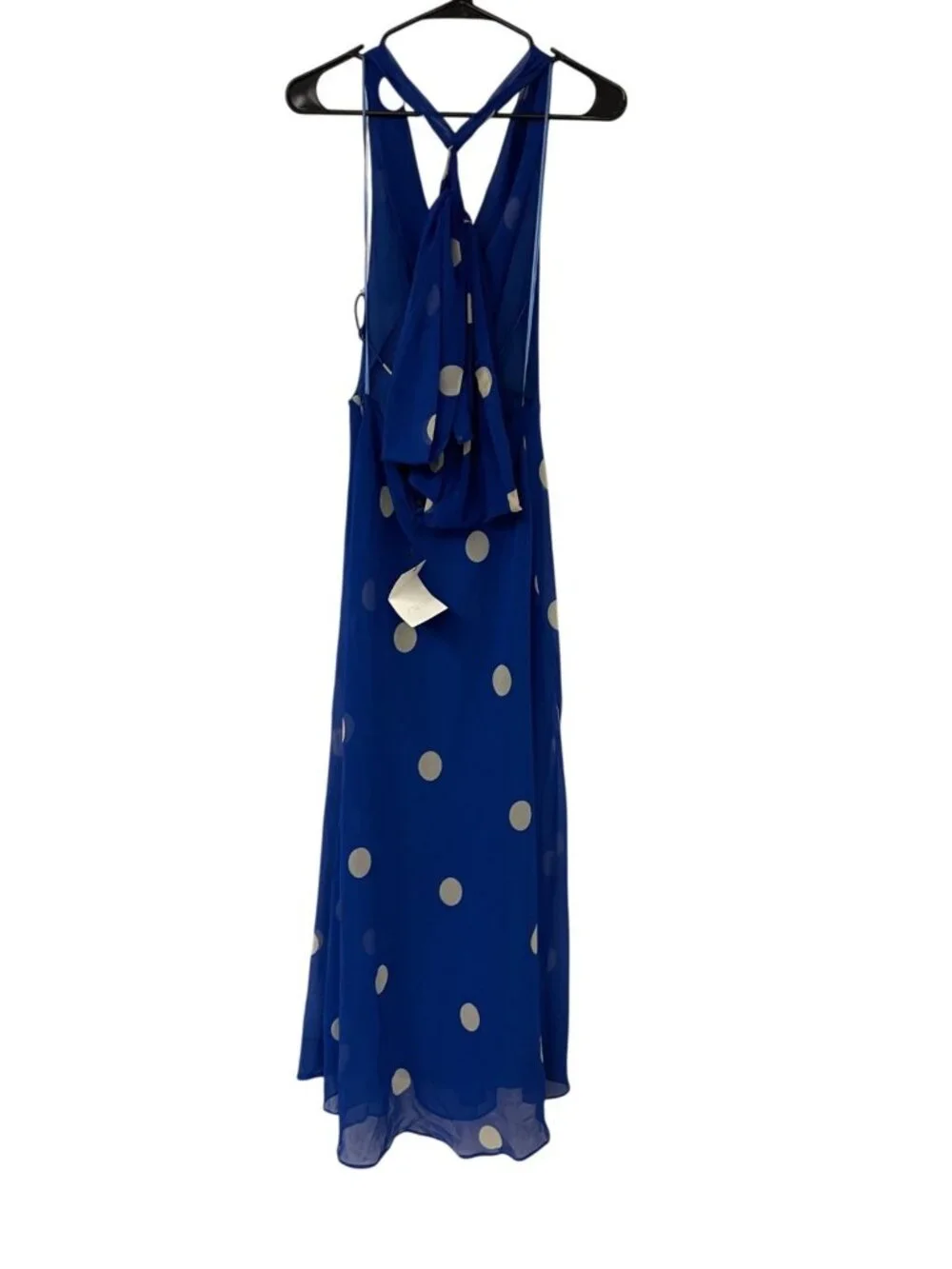 Zara Womens Midi Dress XS Blue White Polka Dot Print Halter Neck 8410/430 NWT - Picture 7 of 16